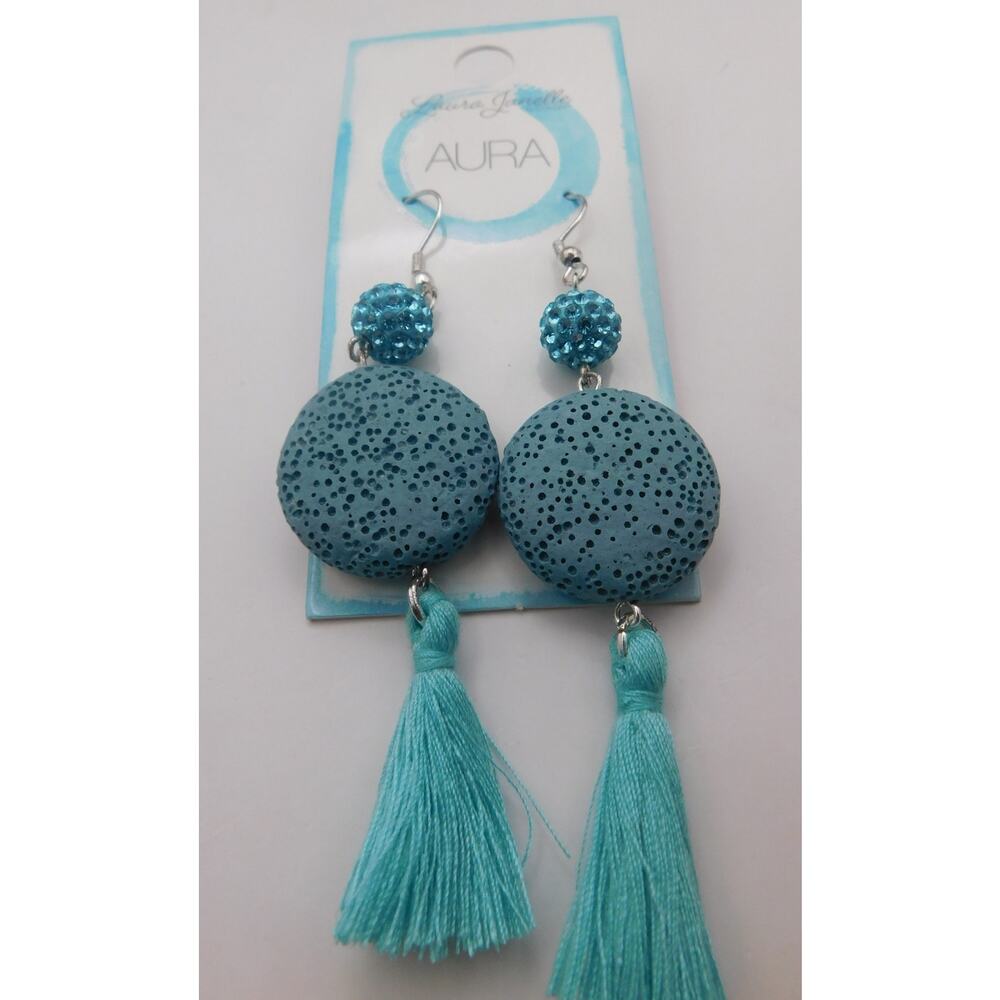 Blue Lava Rock Drop Earrings Laura Janelle by Cousins "AURA"